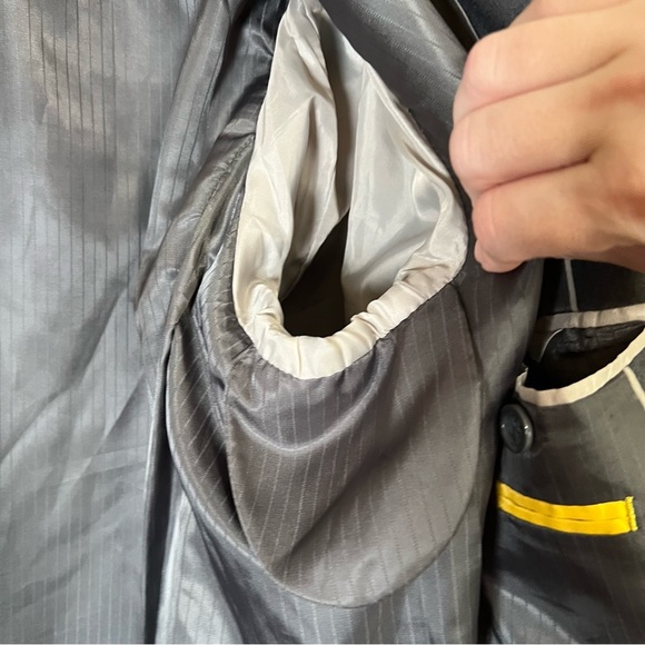 Caravelli Harry 2-Button Blazer Superior 150s Sz 46L Suit Jacket Dark Gray Italy - Picture 10 of 11